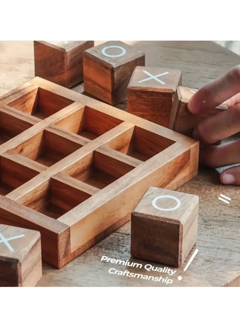 Wooden XO game | Classic wooden puzzle | Coffee table games | Wooden decor set | Holiday gift idea | Tic Tac Toe wood game | Minimalist home decor | Family tabletop game | Christmas gift set | Elegant wood toys | Interlocking wood blocks - Image 2