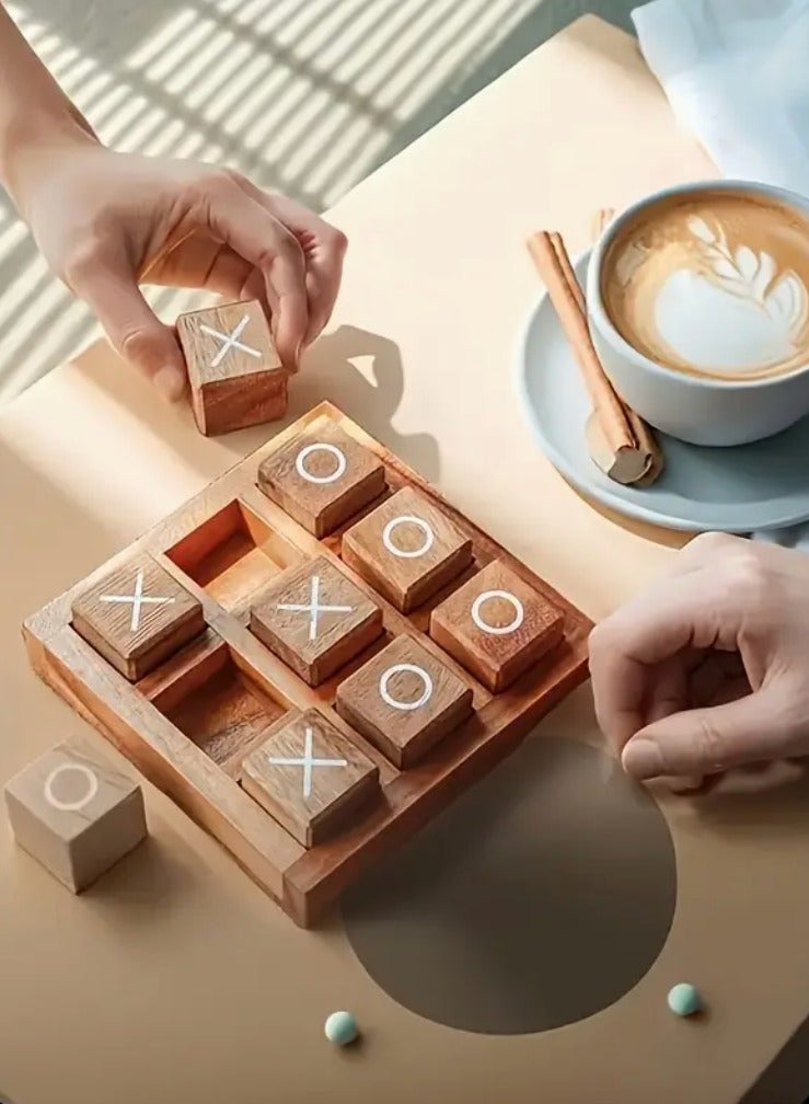 Wooden XO game | Classic wooden puzzle | Coffee table games | Wooden decor set | Holiday gift idea | Tic Tac Toe wood game | Minimalist home decor | Family tabletop game | Christmas gift set | Elegant wood toys | Interlocking wood blocks - Image 1