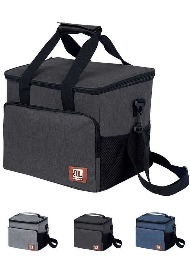 BLOOMING TIME - Portable Insulation Bag, Outdoor Large Capacity Lunch Box Bag, Waterproof And Cold Keeping Ice Bag, Travel Picnic Insulation Bag, Black - Image 1