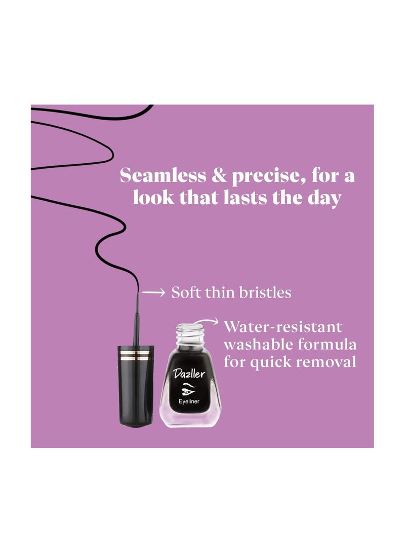 DAZLLER Liquid Eyeliner, 6.5Ml, Black, Velvet Matte, Washable, Water-Resistant, Smudge-Proof - Image 5