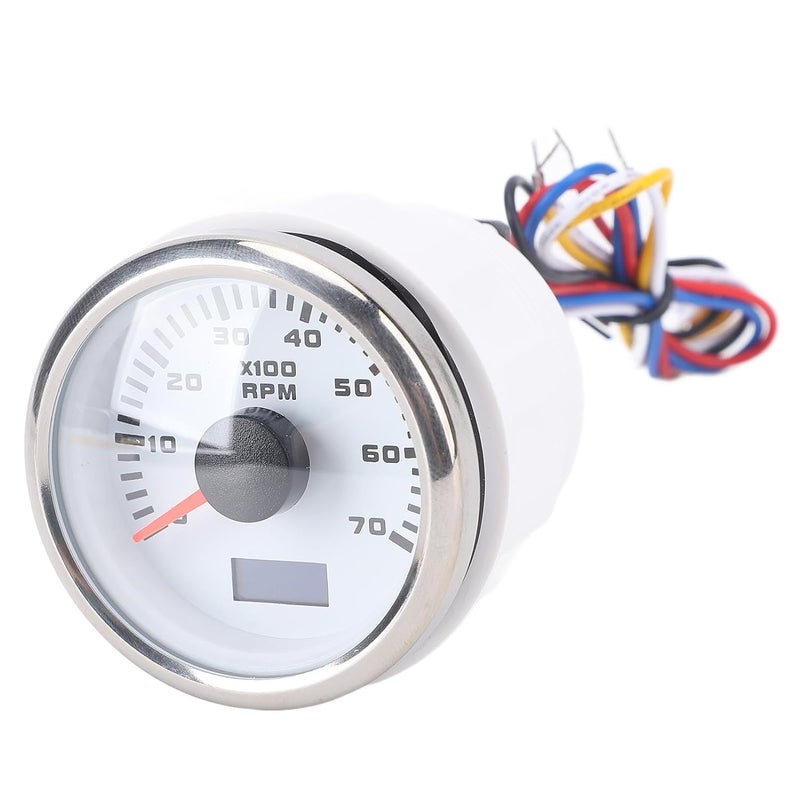 Tachometer, 7000RPM 52mm Digital Tachometer Gauge with 7 Color Backlight Hour Meter Adjustable Ratio, Speedometer for Car Truck RV Boat Automotive (White Dial Silver Cover CX6230) - Image 5