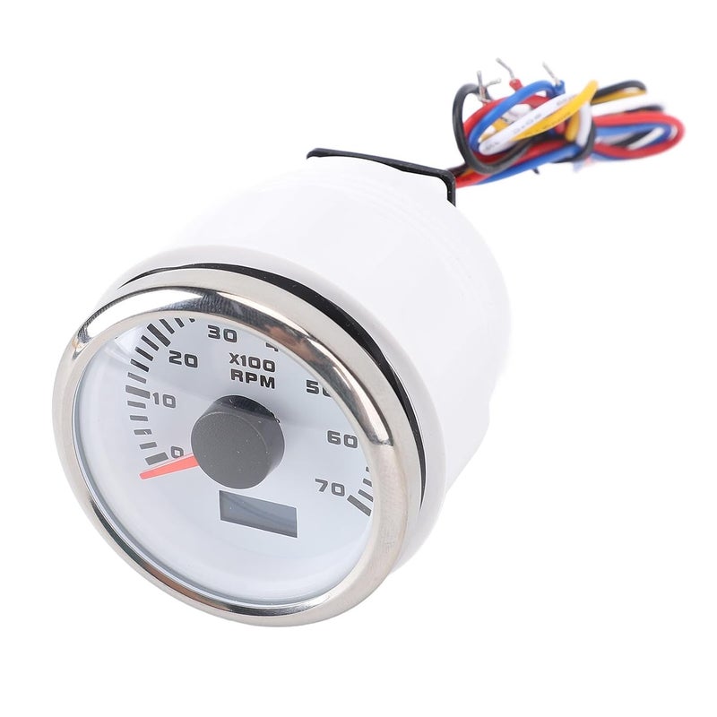 Tachometer, 7000RPM 52mm Digital Tachometer Gauge with 7 Color Backlight Hour Meter Adjustable Ratio, Speedometer for Car Truck RV Boat Automotive (White Dial Silver Cover CX6230) - Image 2