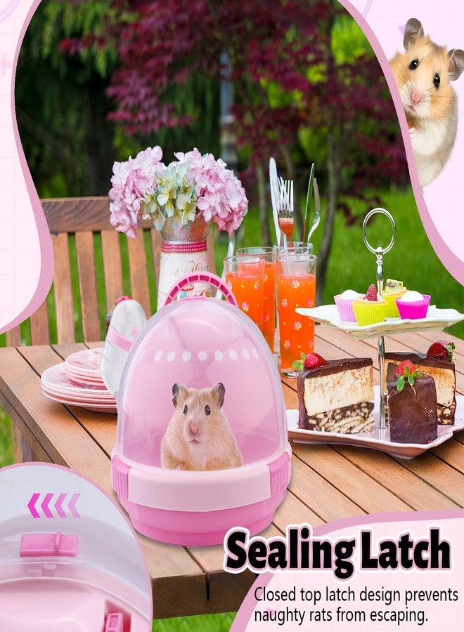 Roucerlin Pink Portable Hamster Carrier with Water Bottle & Handle, Breathable Guinea Pig Travel Cage, Pet Small Animal Carrier Carrying Case for Gerbils Mice Hedgehog Outgoing Transport (7" x 6.2") - Image 5