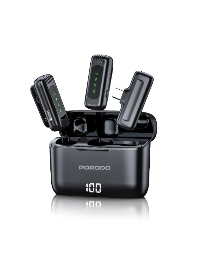 بورودو Porodo Lavalier Double Microphone With Charging Case wireless