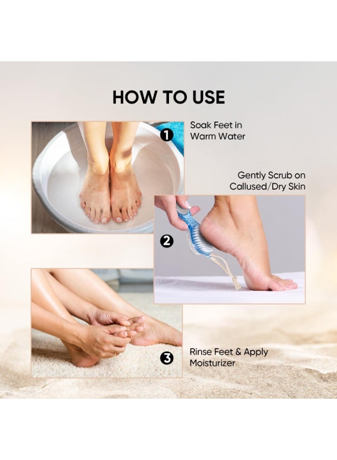 مزيل مسامير القدم الاحترافي 4 في 1 - مبرد قدم مزدوج الجوانب من حجر الطحن الطبيعي مع فرشاة - أداة تقشير القدم لإزالة الجلد الخشن والجلد الميت والكعب الخشن - مقشر قدم سهل الاستخدام (لون عشوائي) - Image 5