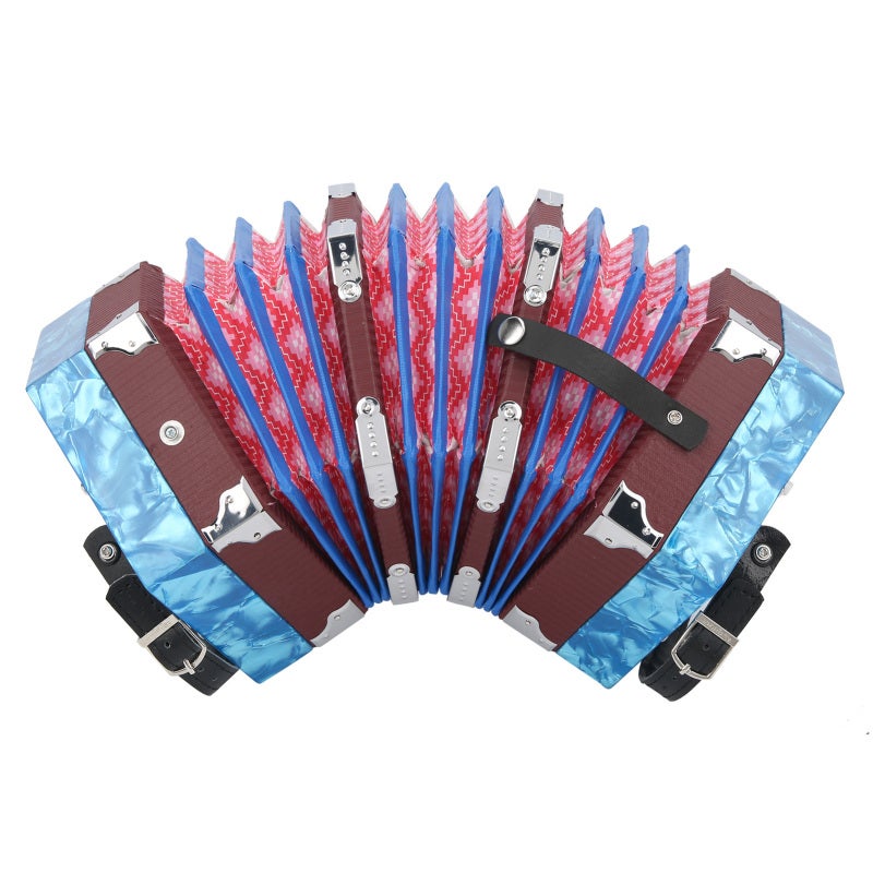 Concertina Accordion for Adults Beginners With Adjustable Hand Strap - Portable Lightweight Musical Instrument for Students Practice Performance, Blue With Carrying Bag - Image 4
