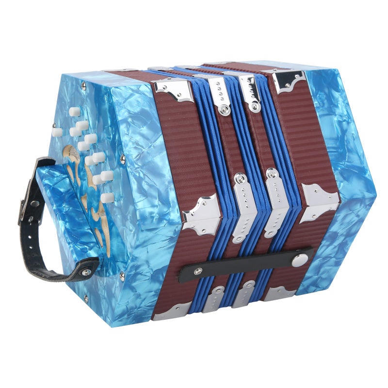 Concertina Accordion for Adults Beginners With Adjustable Hand Strap - Portable Lightweight Musical Instrument for Students Practice Performance, Blue With Carrying Bag - Image 2