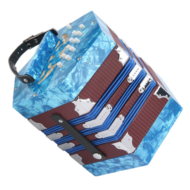 Concertina Accordion for Adults Beginners With Adjustable Hand Strap - Portable Lightweight Musical Instrument for Students Practice Performance, Blue With Carrying Bag - Image 5