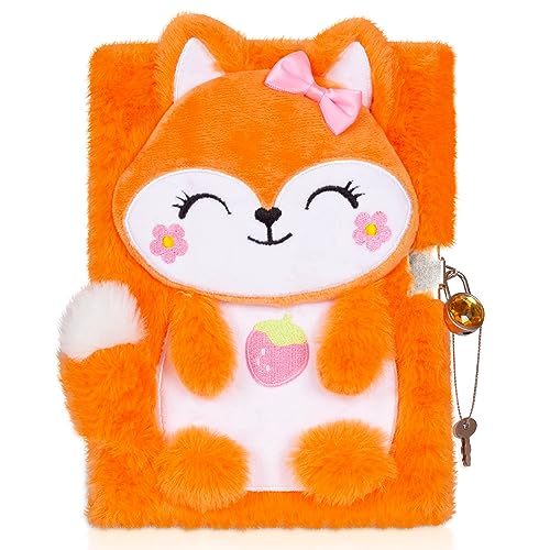 YOYTOO Fox Diary for Girls with Lock Plush Fox Toys Gift for Teen Girls Kids Fox Writing Journal Notebook Birthday Gifts for Little Girls Ages 5 6 7 8 9 1012 Year Old - Image 1