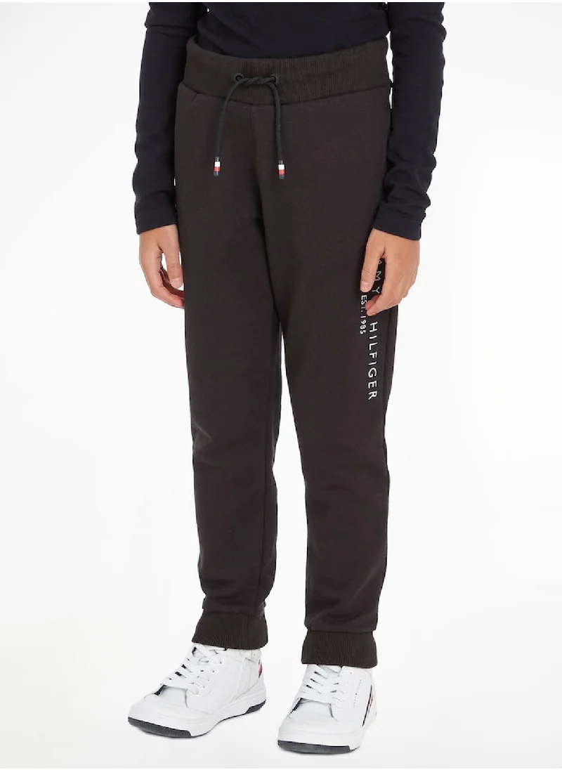 TOMMY HILFIGER Kids' Essential Organic Cotton Logo Joggers Sweatpants, Black