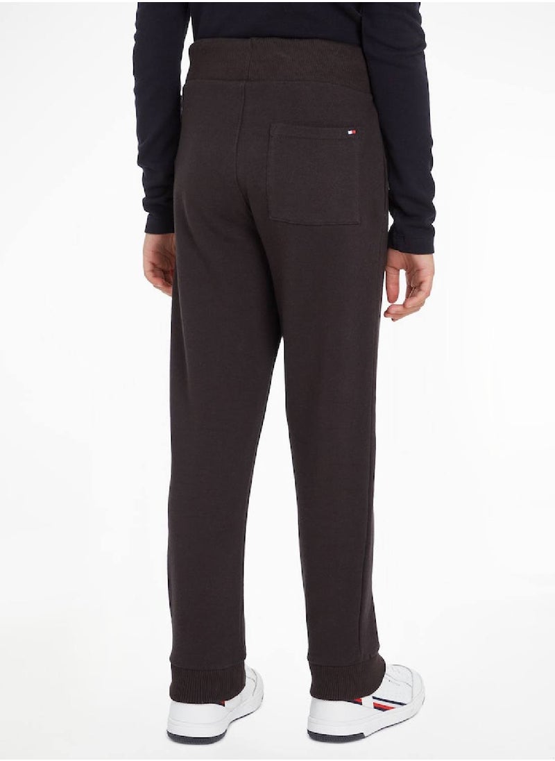TOMMY HILFIGER - Kids' Essential Organic Cotton Logo Joggers Sweatpants, Black - Image 1