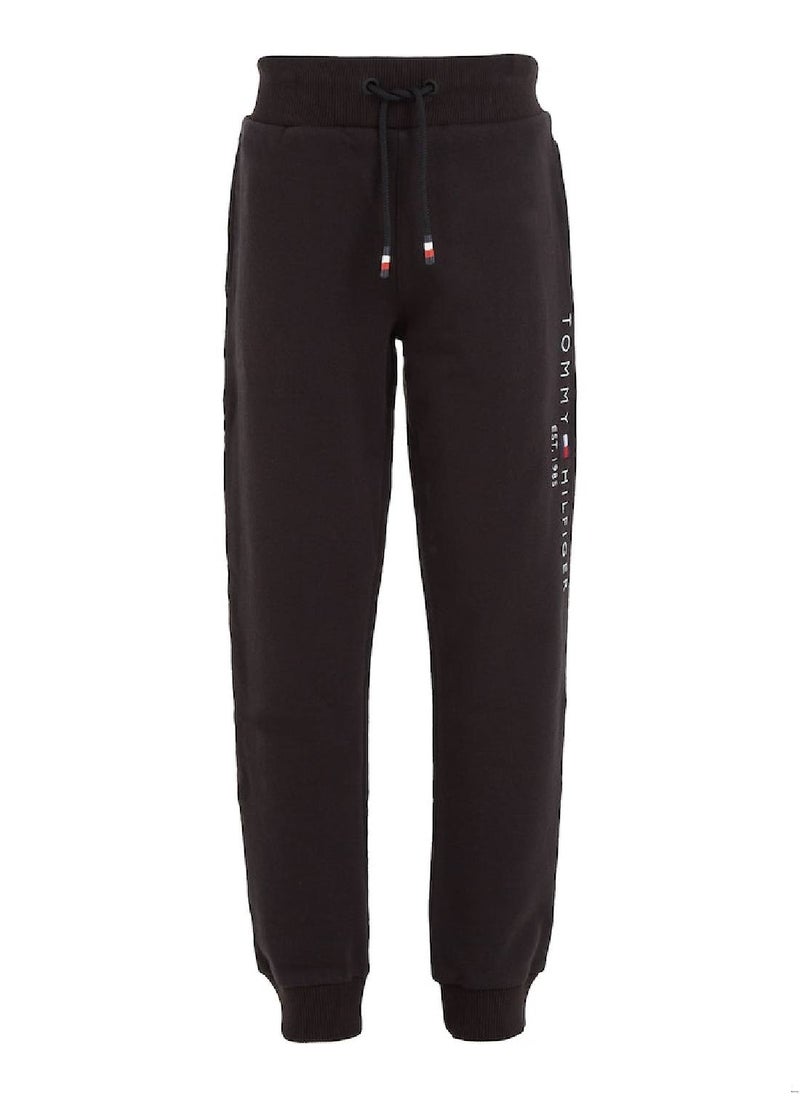 TOMMY HILFIGER - Kids' Essential Organic Cotton Logo Joggers Sweatpants, Black - Image 1