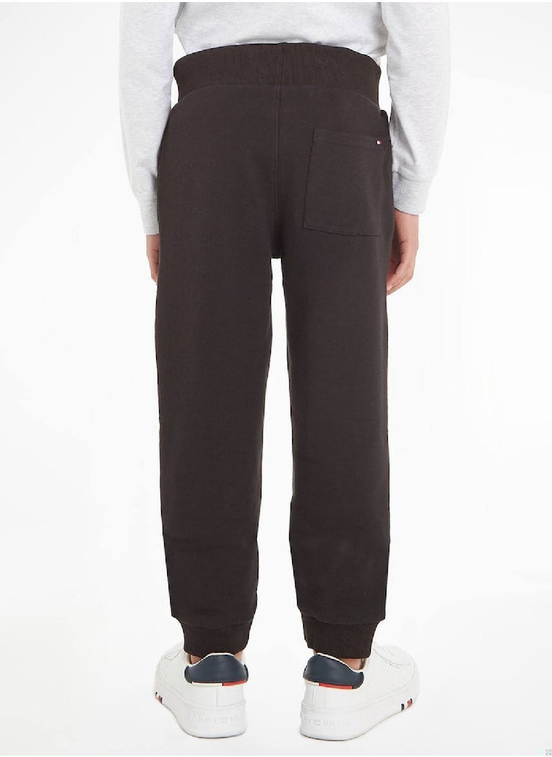 TOMMY HILFIGER - Kids' Essential Organic Cotton Logo Joggers Sweatpants, Black - Image 1
