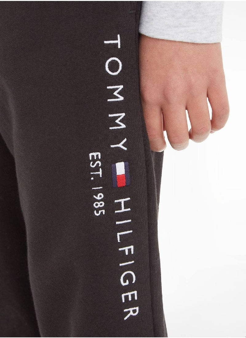 TOMMY HILFIGER - Kids' Essential Organic Cotton Logo Joggers Sweatpants, Black - Image 1