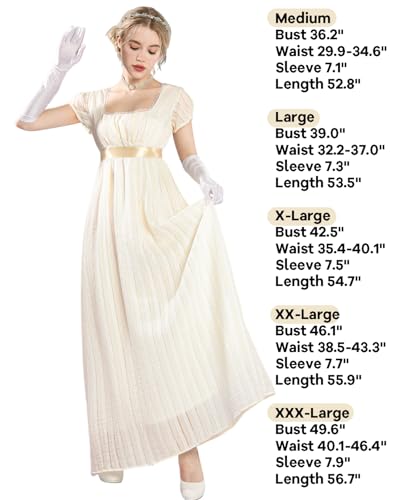 FCCAM FCCAM FCCAM Regency Dresses for Women Empire Waist Dress Gown with Satin Sash Regency Era Dress Yellow XXL - Image 5