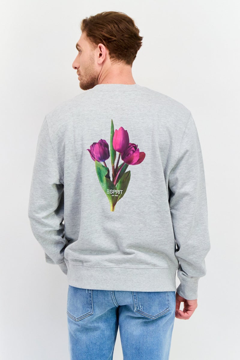 ESPRIT Men Crew Neck Long Sleeve Heather Sweatshirt, Grey - Image 3