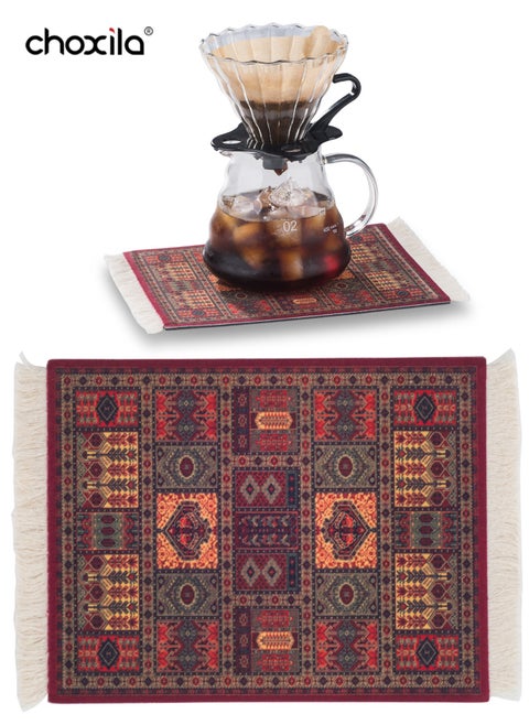 Coffee Mat Coffee Cup Mat Coffee Mug MatTable Mat Mouse Pad Rubber Rectangle 23x18x0.5 cm
Red