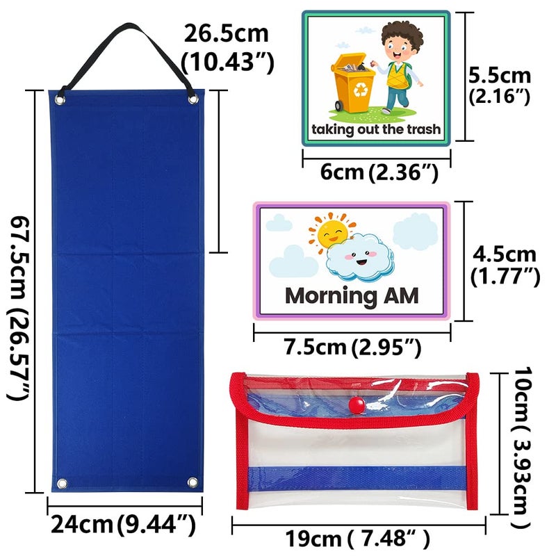 jaexest Visual Schedule Chart for Autism & ADHD Kids - 70 Routine Cards (Morning/Night/Outings) - Durable Felt Board with Storage Pocket - OT Approved Learning Tool for Home & School - Image 2