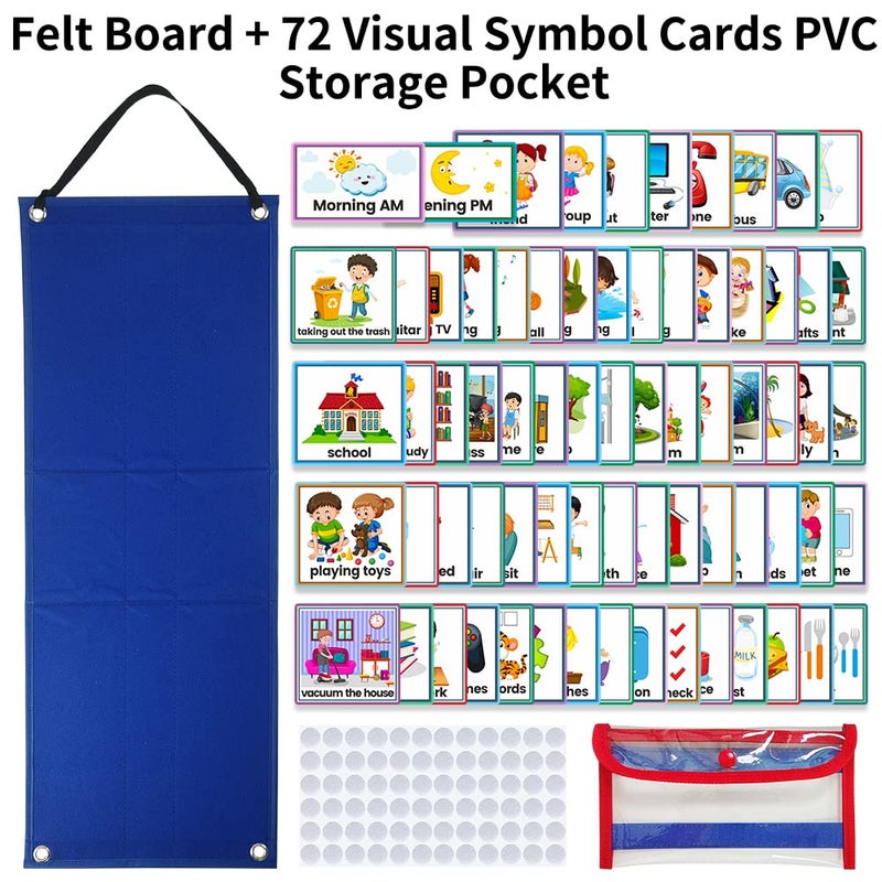 jaexest Visual Schedule Chart for Autism & ADHD Kids - 70 Routine Cards (Morning/Night/Outings) - Durable Felt Board with Storage Pocket - OT Approved Learning Tool for Home & School - Image 4