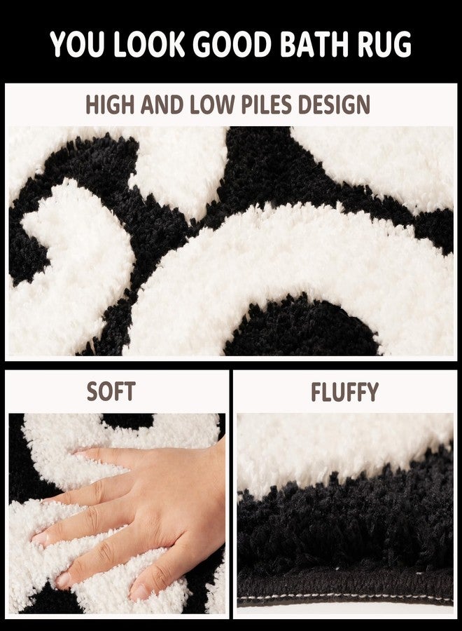 DyeFury 𝗟𝗮𝗿𝗴𝗲 𝟮𝟰" 𝘅𝟯𝟭" You Look Good Bath Mat Cute Cool Bathroom Rugs Funny Bathroom Mats Fun Funky Decor Non Slip Bath Rug, Trendy Black and White Bath Shower Mat - Image 3