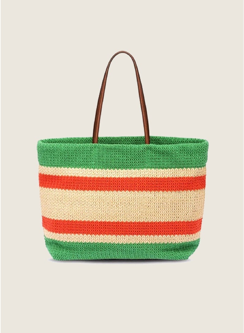 Miu Miu MIU woven tote bag, versatile shoulder bag, straw bag, colorful basket bag, large travel shopping bag, woven tote bag - Image 3