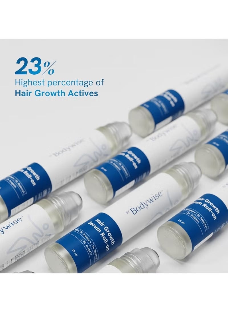 Be Bodywise Hair Growth Serum Roll On – 3% Redensyl & 2% Anagain with Rosemary | Thicker, Stronger Hair – 1 Pack - Image 2