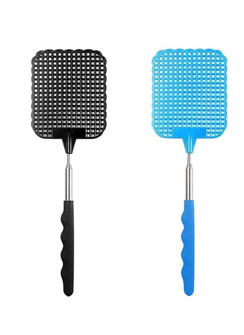 Fly Swatter, Strong Flexible Manual Swat Set, Telescopic Flyswatter with Stainless Steel Handle for Indoor, Outdoor (2 Pack)