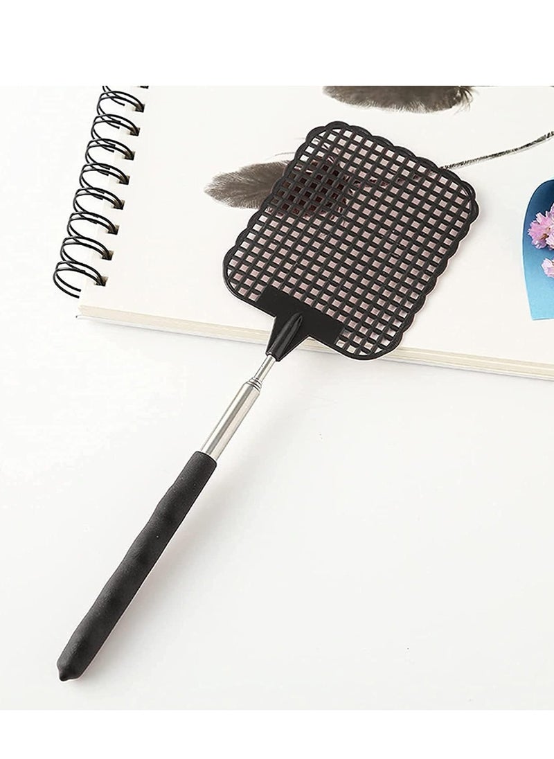 Fly Swatter, Strong Flexible Manual Swat Set, Telescopic Flyswatter with Stainless Steel Handle for Indoor, Outdoor (2 Pack)