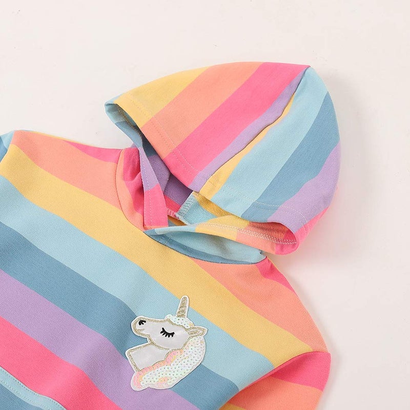 WELAKEN سويت شيرتات قوس قزح مع يونيكورن للفتيات الصغيرات والأطفال II بلوزات للبنات الصغيرات هوديز قطن 6-7 سنوات - Image 4
