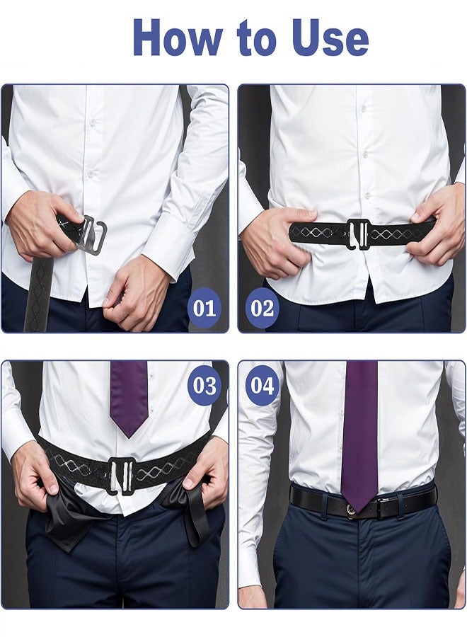 حزام تثبيت القميص المرن، حزام تثبيت القميص المرن، حزام تثبيت القميص القابل للتعديل، حزام خصر مطاطي مانع للانزلاق، حزام مطاطي قابل للتمدد للقمصان المطوية - للاستخدام العملي وغير الرسمي للرجال - Image 4