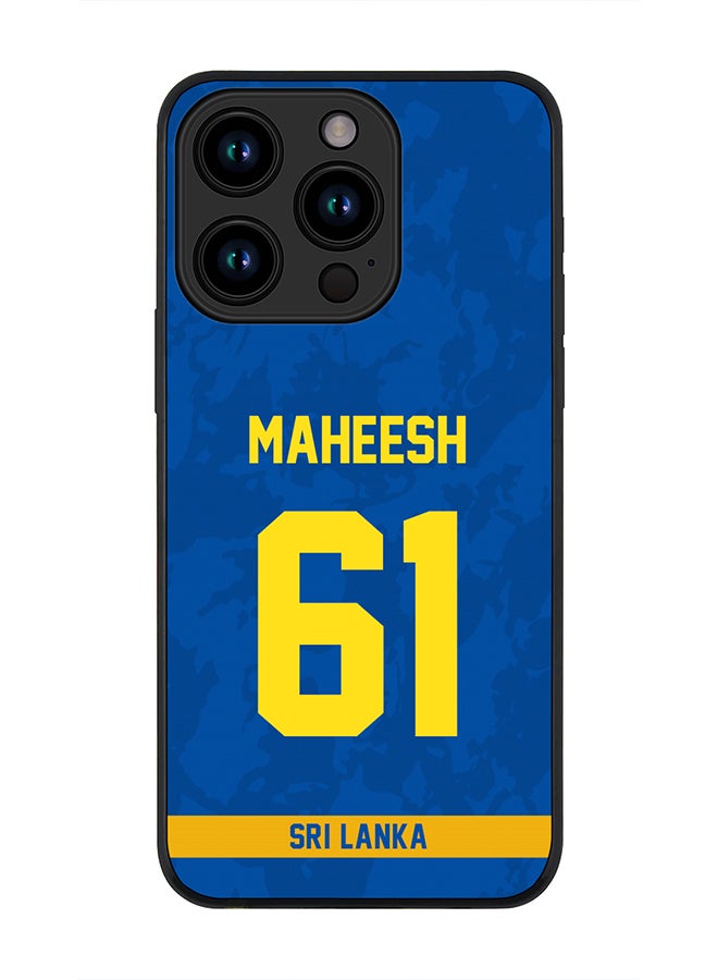 Stylizedd Cover for iPhone 15 Pro Case , Rugged Black Slim fit Soft Flexible Thin Protective Phone Cases - Player Name - Maheesh Theekshana, Jersey Number- 61 - Image 1