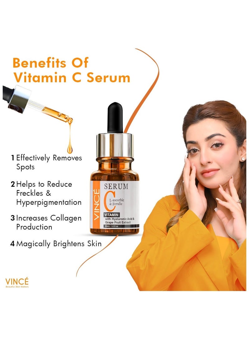 فينس مصل فيتامين سي - تركيبة تفتيح متقدمة - تقلل من البقع الداكنة وأضرار الشمس وفرط التصبغ، وتوحد لون البشرة، وتنعم الملمس وتعزز توهج الشباب - لجميع أنواع البشرة، 30 مل - Image 4