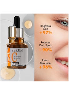 VINCE Vitamin C Serum – Advanced Brightening Formula – Reduces Dark Spots, Sun Damage & Hyperpigmentation, Evens Skin Tone, Smooths Texture & Boosts Youthful Glow – For All Skin Types, 30ml  - Image 5
