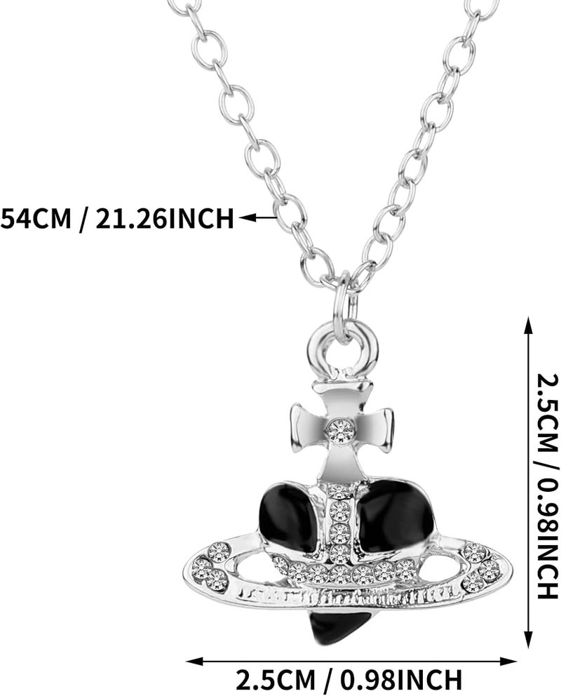 klarako Punk Heart Saturn Necklace Diamond Necklace Set White Crystal Jewelry Lady Charm Lady Girlfriend Wedding Birthday Anniversary - Image 5