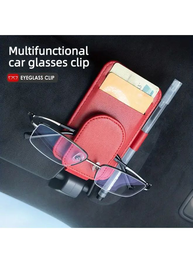 حامل نظارات مغناطيسي 2 قطعة أسود لحاجب السيارة مع فتحة بطاقة مناسب عالميًا - Image 5