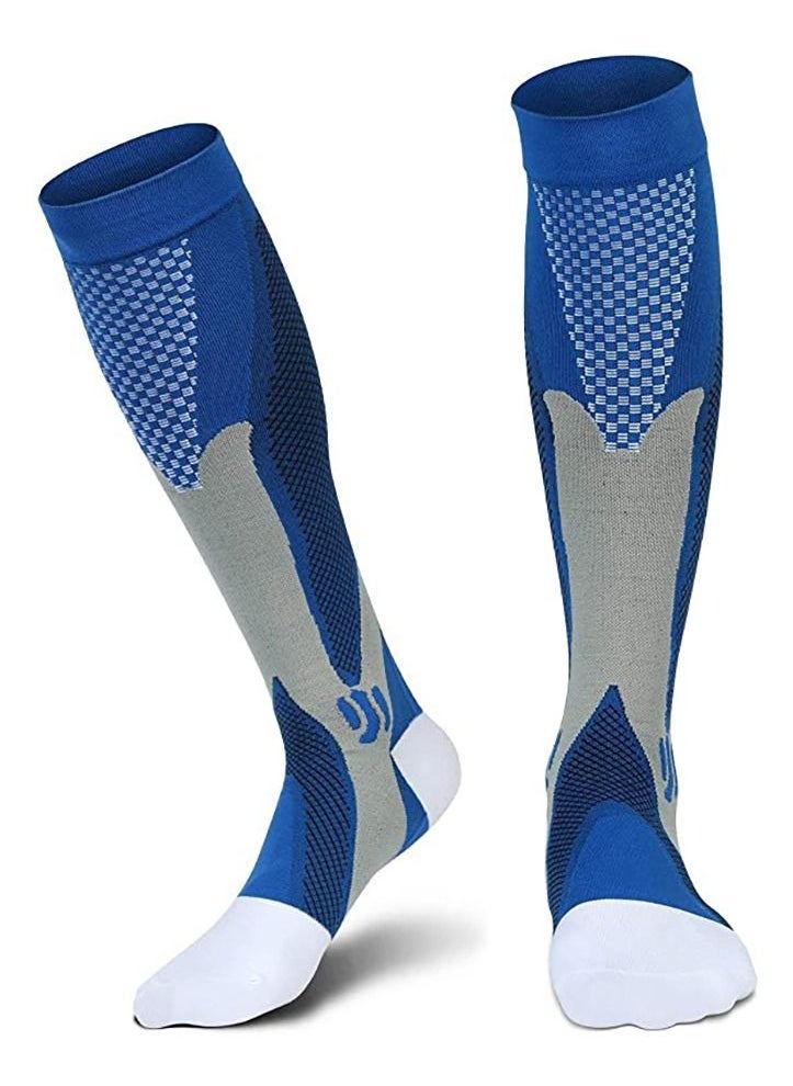 Gonice 1 Pair Compression Socks For Men Athletic Football Socks for Run Basketball Soccer Travel M Blue  - Image 1