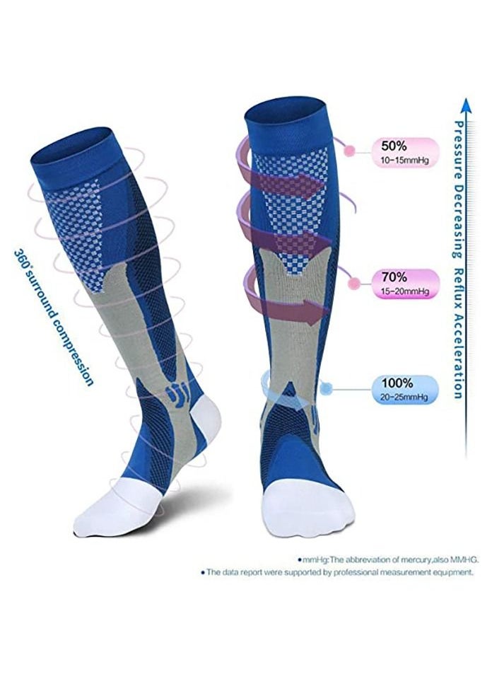 Gonice 1 Pair Compression Socks For Men Athletic Football Socks for Run Basketball Soccer Travel M Blue  - Image 3