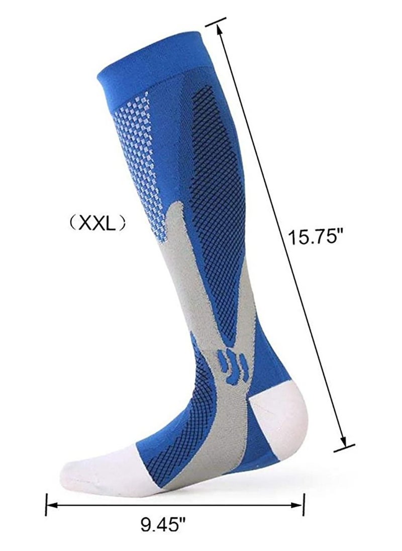Gonice 1 Pair Compression Socks For Men Athletic Football Socks for Run Basketball Soccer Travel M Blue  - Image 2