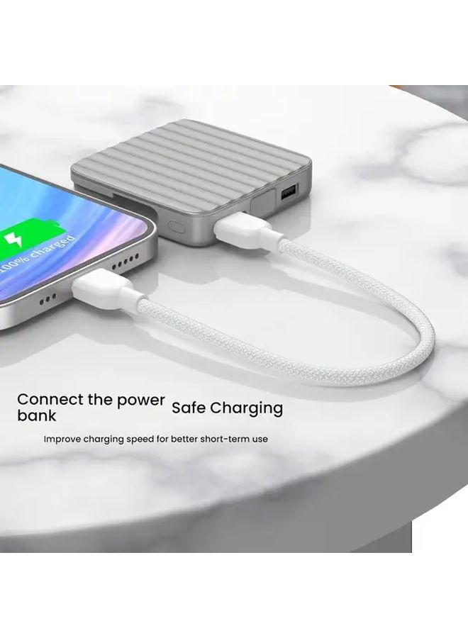 كابل من النوع C الأسود إلى Lightning 2 قطعة قصير مع حبل للبنك الطاقة سهل التخزين - Image 5