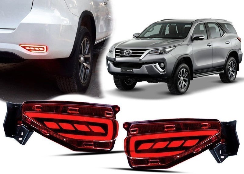 PRIKNIK Car Reflector LED Brake Light Bumper Rear/Back Drl Compatible with T-oyota Tuner with Wiring (Red) - Set of 2 Pcs - Image 1