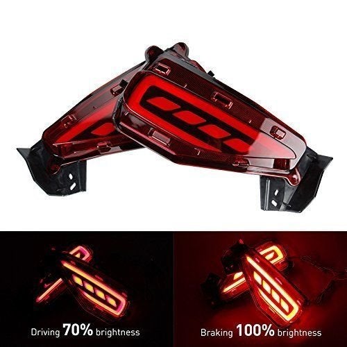 PRIKNIK Car Reflector LED Brake Light Bumper Rear/Back Drl Compatible with T-oyota Tuner with Wiring (Red) - Set of 2 Pcs - Image 2