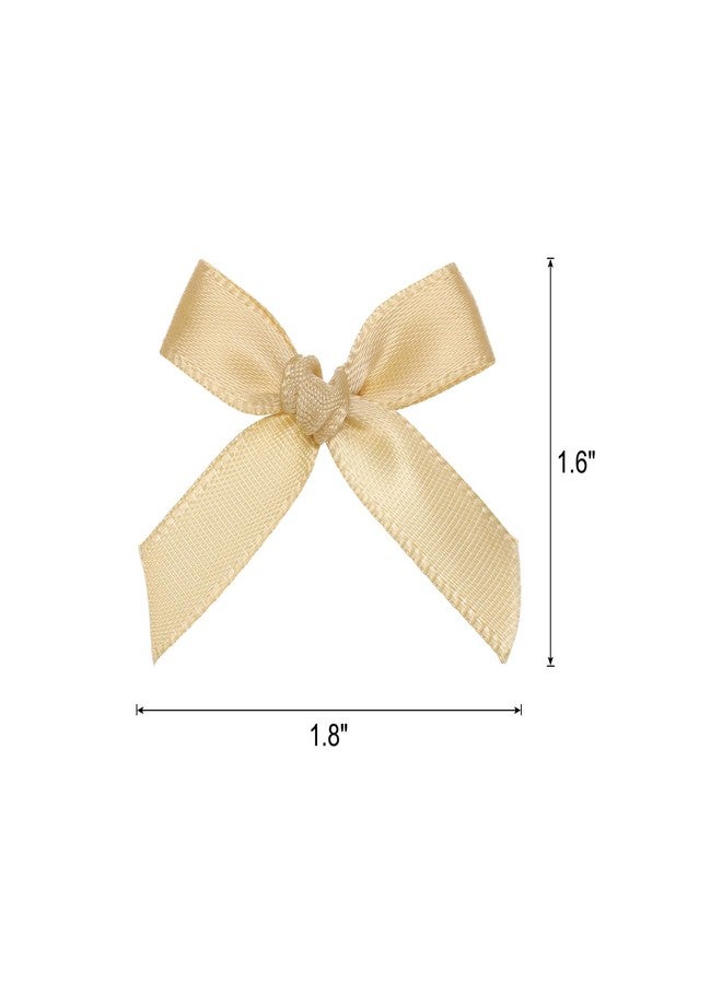 MECCANIXITY 100Pcs Mini Ribbon Bow 1.8 inch Mini Fabric Satin Ribbon Flower Bows for Craft DIY Sewing Wedding Birthday Party Champagne - Image 2