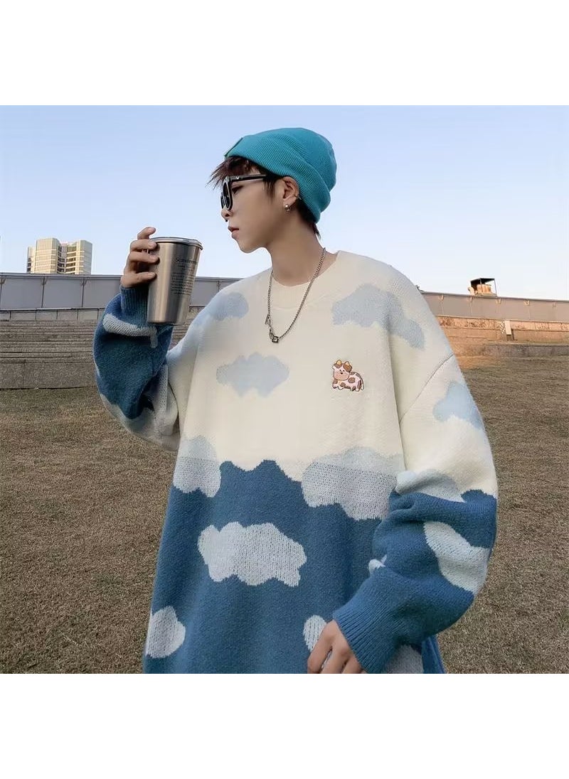 Generic - Casual Knit Sweater with Plush Clouds Unisex Upper Blue - Image 1
