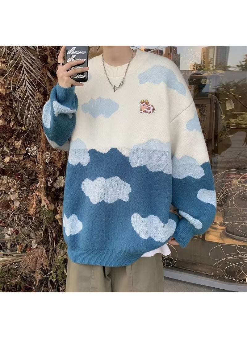 Generic - Casual Knit Sweater with Plush Clouds Unisex Upper Blue - Image 1
