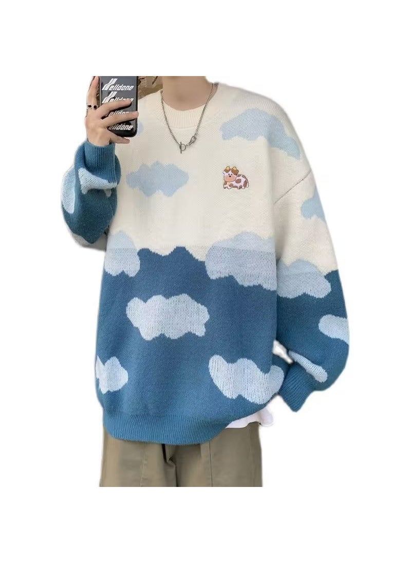 Generic - Casual Knit Sweater with Plush Clouds Unisex Upper Blue - Image 1