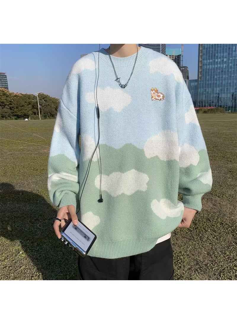 Generic - Casual Knit Sweater with Plush Clouds Unisex Upper Blue - Image 1