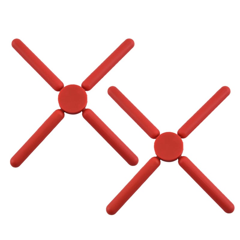 Foldable Silicone Trivets Heat Resistant Non Slip Pot Holder Mats Set of 2 - Image 2