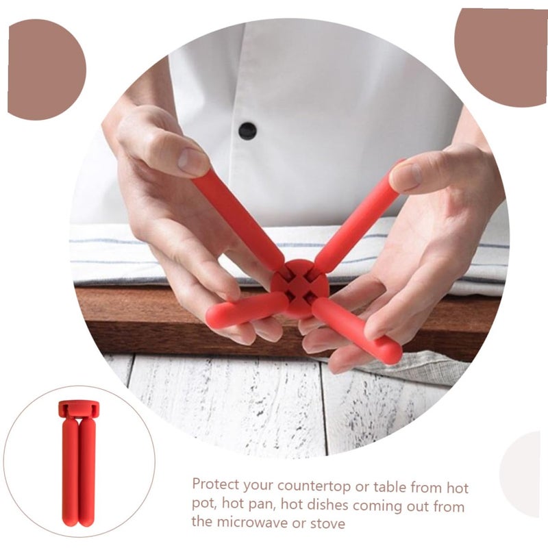 Foldable Silicone Trivets Heat Resistant Non Slip Pot Holder Mats Set of 2 - Image 5