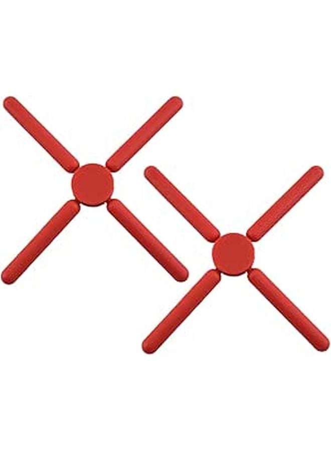 Foldable Silicone Trivets Heat Resistant Non Slip Pot Holder Mats Set of 2 - Image 1