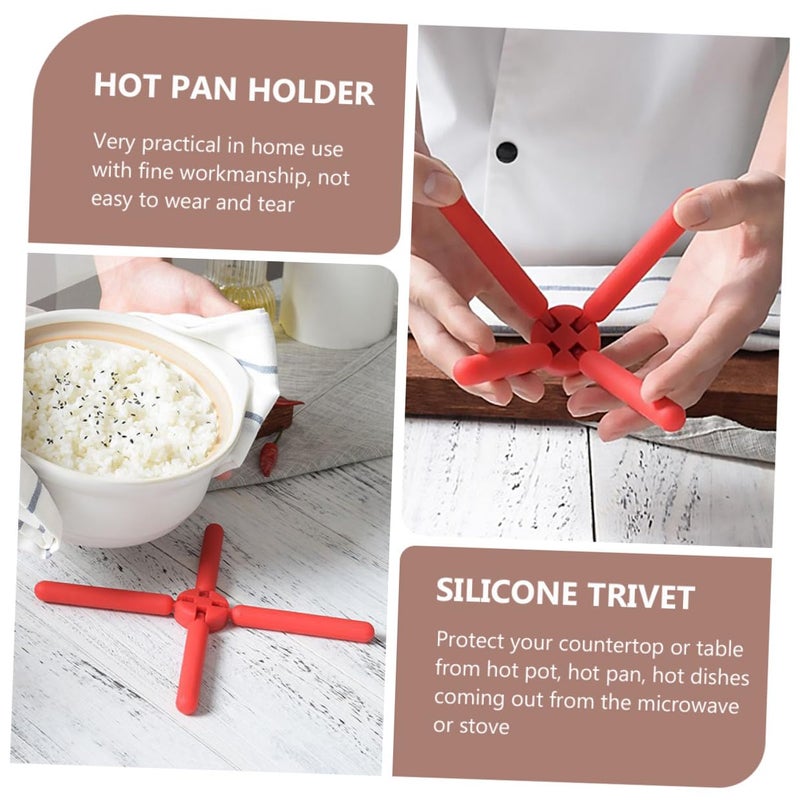 Foldable Silicone Trivets Heat Resistant Non Slip Pot Holder Mats Set of 2 - Image 4